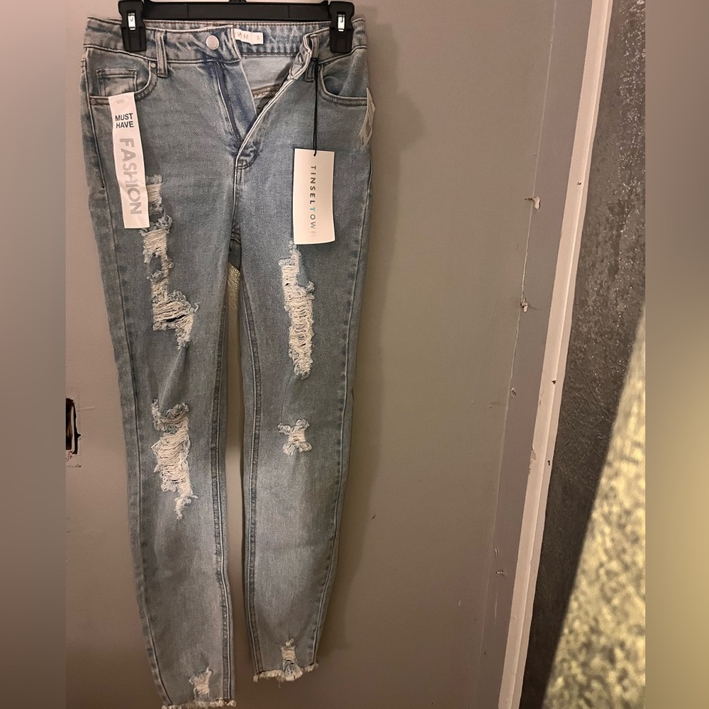 Tinseltown Light Blue Ripped Skinny Jeans
